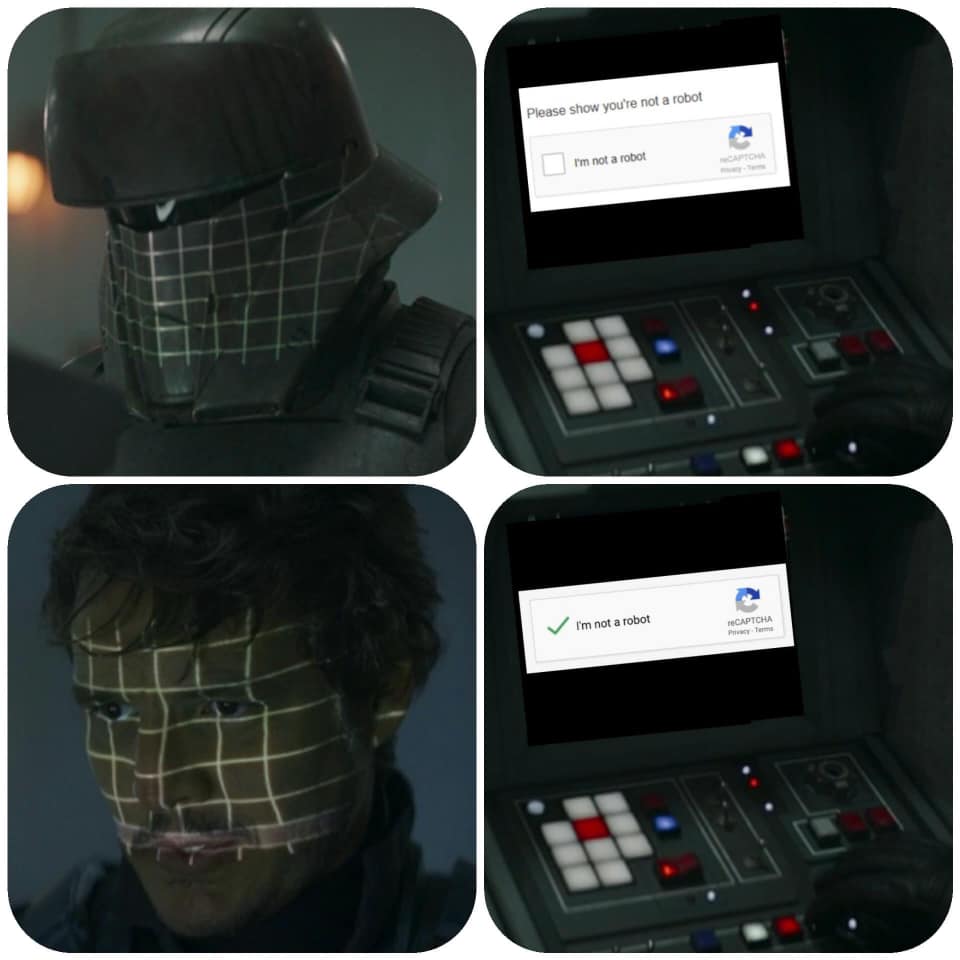 The meme is a screenshot from the TV show "The Mandalorian" featuring the character of "The Child" (also known as "Baby Yoda") interacting with a computer. The caption reads: "When you try to use a public computer but you're a 50-year-old in a baby's body."